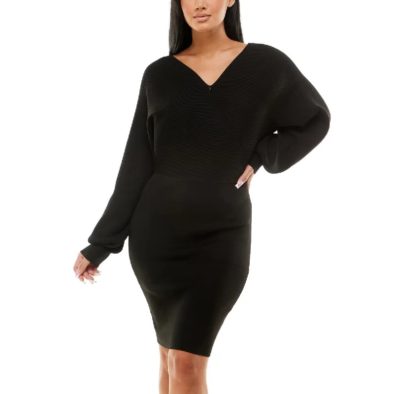 Weekend Special Discounts Planet Gold Womens Juniors Knit Midi Sweaterdress