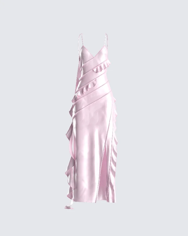 Best Offers Poppy Pink Ruffle Maxi Dress