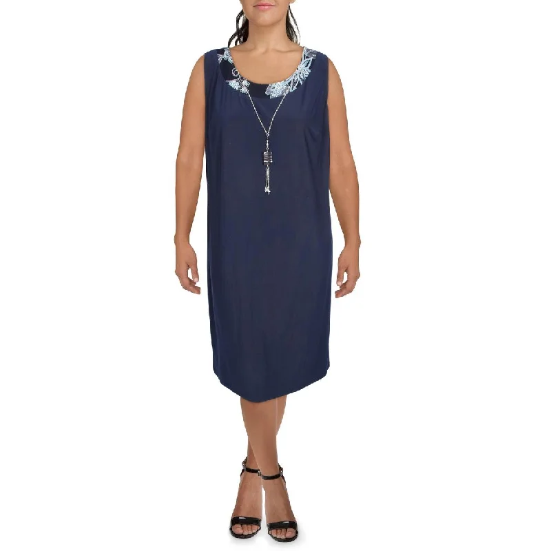 Weekend Sale Day R&M Richards Womens Plus Mesh Jacket Midi Midi Dress