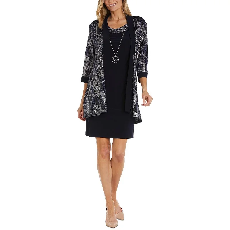 Shop & Save R&M Richards Womens Printed Jacket Two Piece Dress