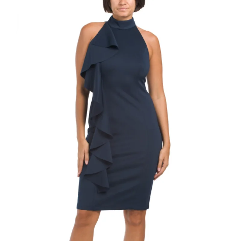 Exclusive Weekly Sale Rachel Zoe Women's Halter Neck Ruffle Midi Dress