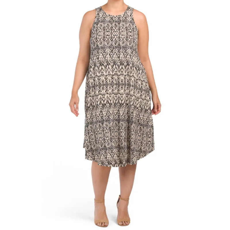 Big Bargain Bonanza Rachel Zoe Women's Plus Sleeveless Round Neck Back Tie Detail Midi Dress