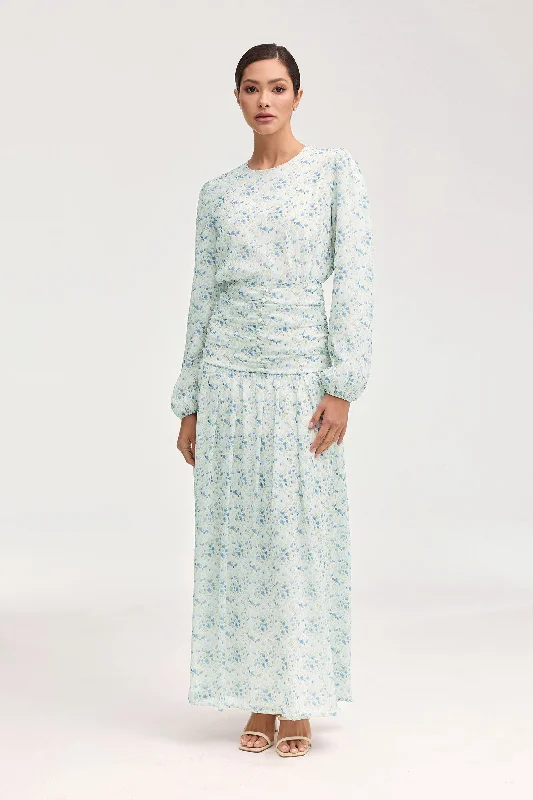 Seasonal Discounts Randa Rouched Maxi Dress - Blue Floral