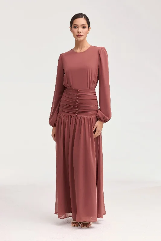 Shop Now and Save Randa Rouched Maxi Dress - Toasted Pecan