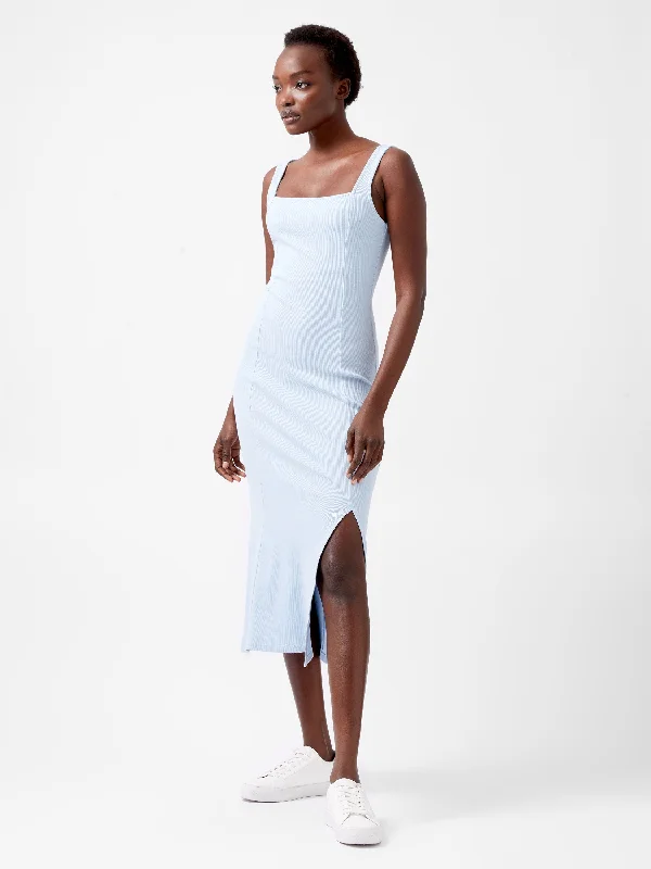 Deal Frenzy Rassia Rib Square Neck Midi Dress
