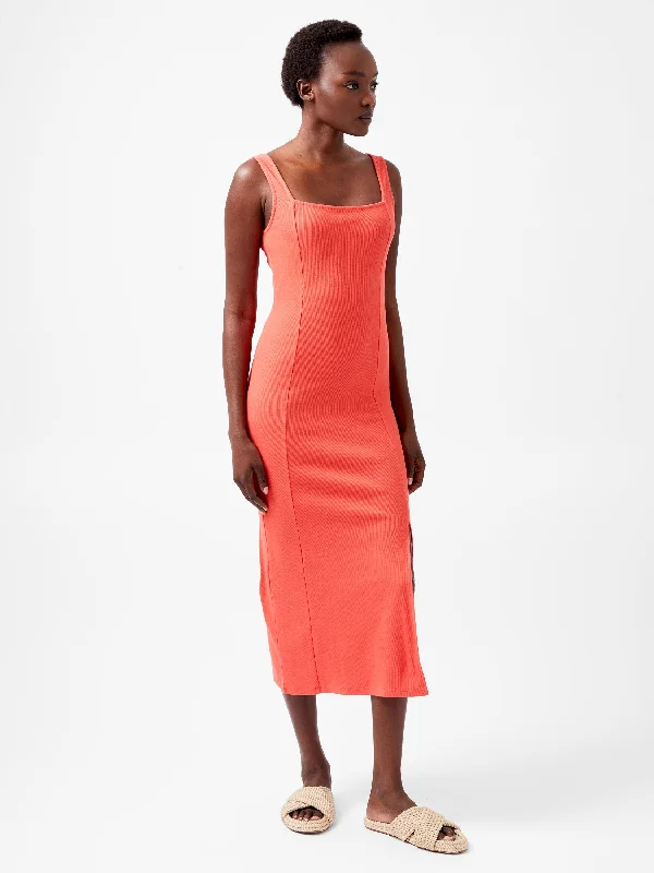 Massive Savings Event Rassia Rib Square Neck Midi Dress
