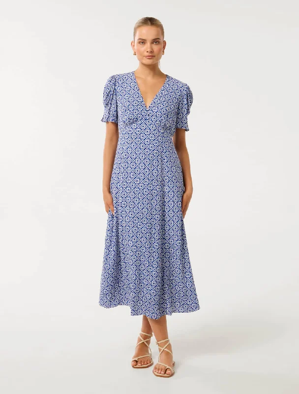 Weekend Specials Galore Saffron Printed Midi Sun Dress