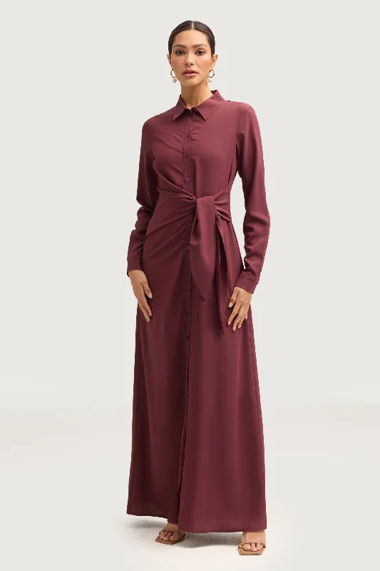 Special Offers Sandra Side Tie Maxi Dress - Marron