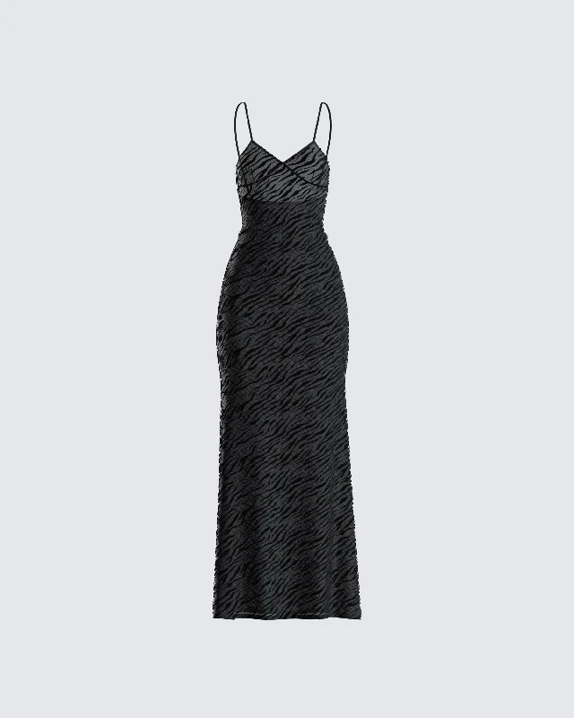 Weekend Big Discount Event Santana Black Mesh Maxi Dress