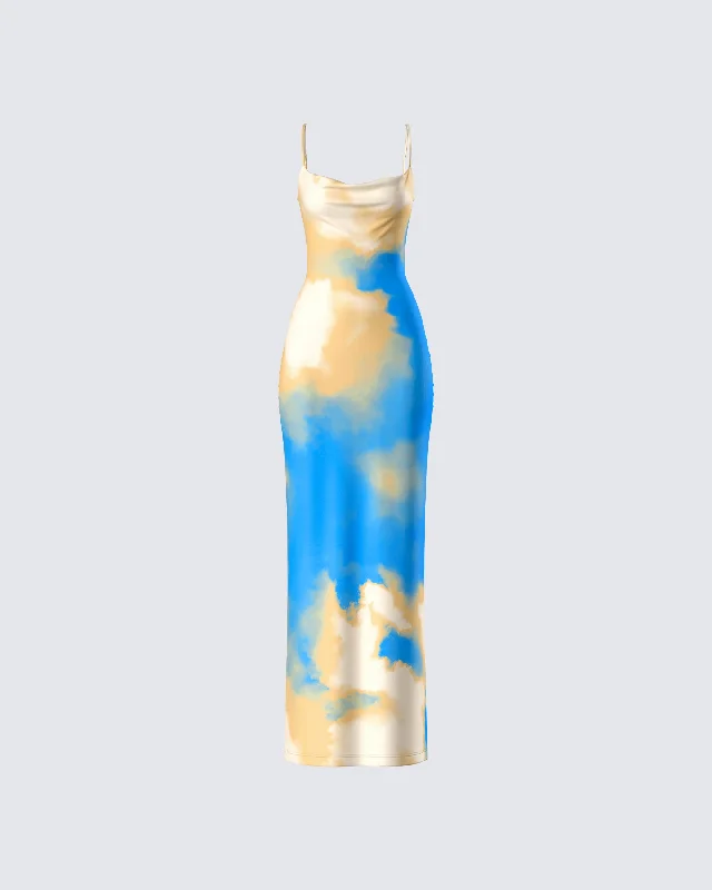 Weekend Super Sale Frenzy Sari Multi Cowl Neck Maxi Dress