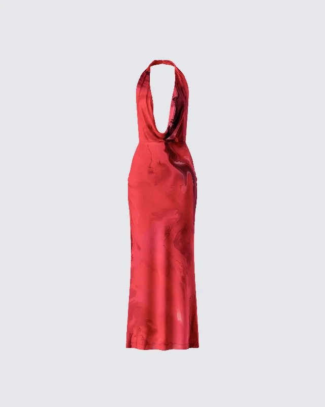 Weekend Only Savings Sayla Red Abstract Print Maxi Dress