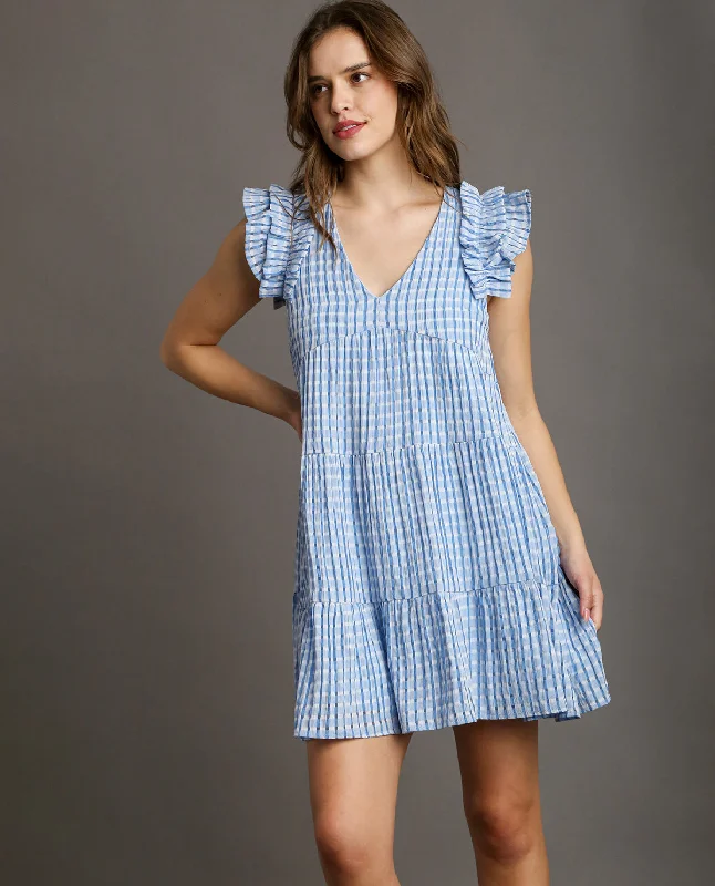 Shop & Save More Seersucker V-Neck Tiered Dress
