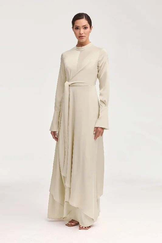 Exclusive Weekly Sale Serena Satin Side Tie Maxi Dress - Stone