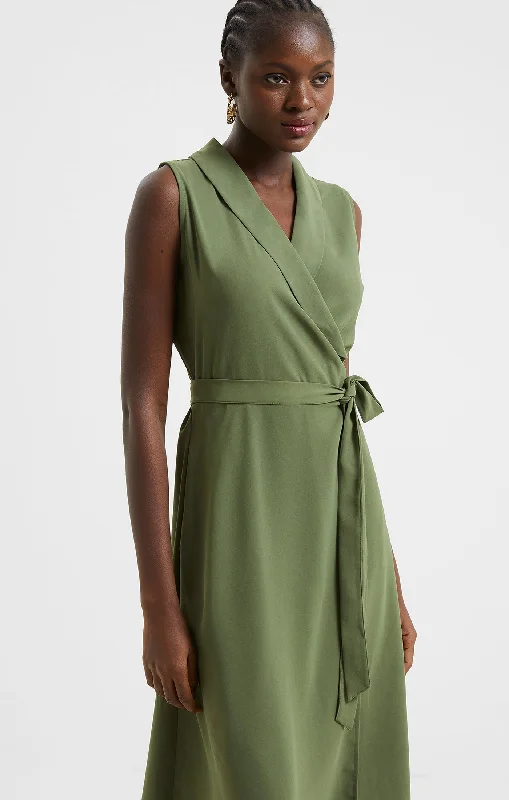 Weekend Shopping Deals Shawl Sleeveless Midi Dress