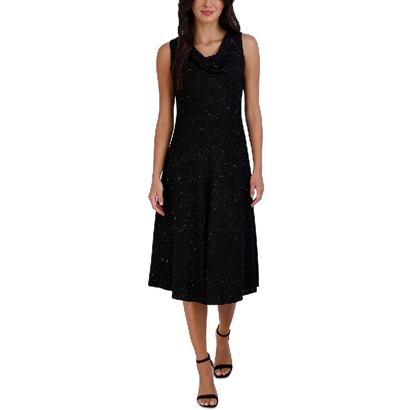Super Price Drop Signature By Robbie Bee Womens Drape-Neck Sleeveless Midi Dress