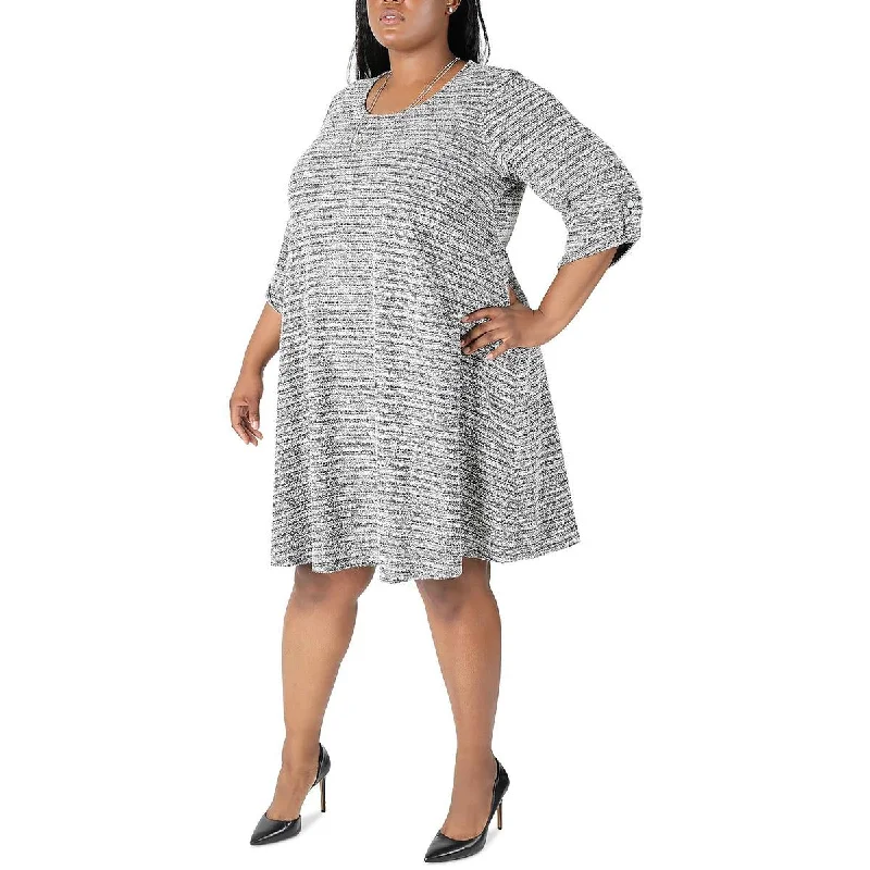 Unseen Savings Signature By Robbie Bee Womens Plus Textured Knit Shift Dress
