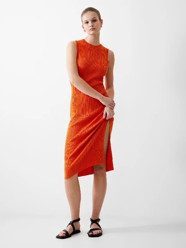Limited-Time Bargains Sleeveless Rib Knit Midi Dress
