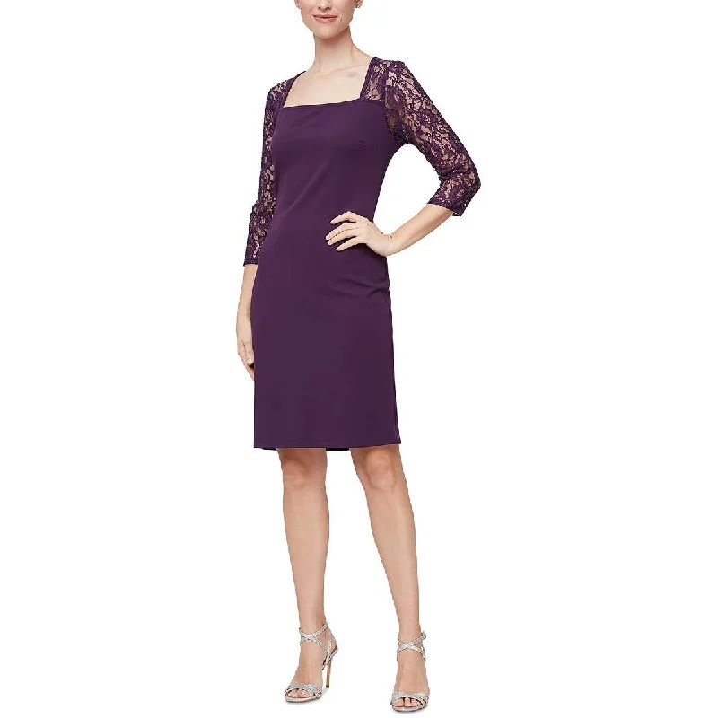 Weekend Sale Day SLNY Womens Lace Mini Sheath Dress