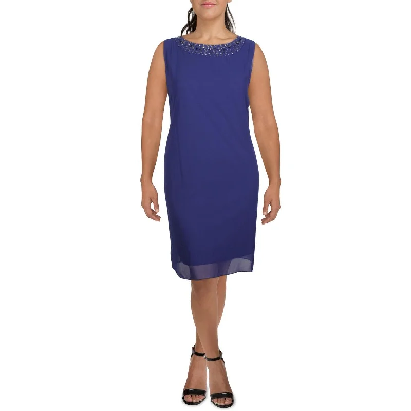 Best Price Guarantee SLNY Womens Plus Chiffon Embellished Shift Dress