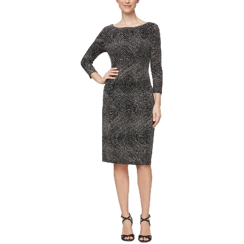 Limited Time Bargain SLNY Womens Metallic Boatneck Sheath Dress