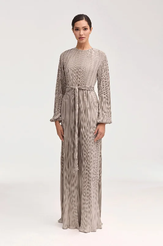 Weekend Hot Prices Stacey Satin Plisse Maxi Dress - Taupe