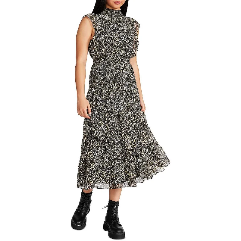 Grab It Now Steve Madden Womens Anna Chiffon Printed Midi Dress