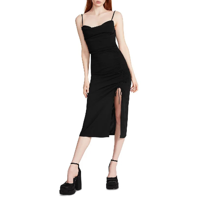 Weekend Bargain Shopping Steve Madden Womens Mica Ruched Midi Slip Dress