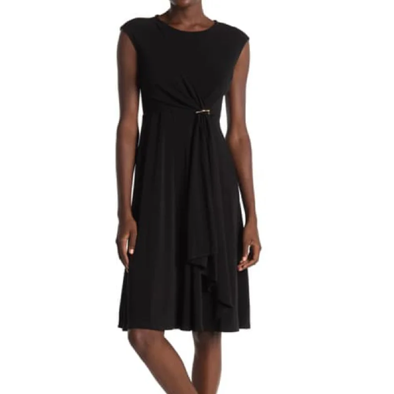 Massive Savings Event T Tahari Women's Draped Front Fit & Flare Midi Dress
