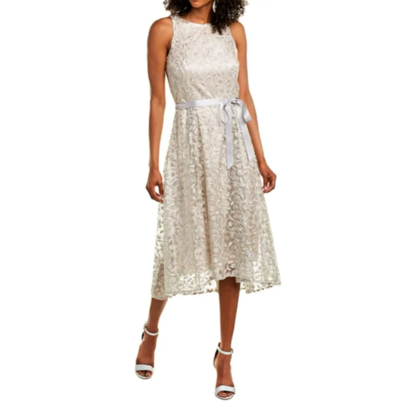 The Big Clearance Tahari ASL Women's Embroidered Lace Hi-Low Hem Party Midi Dress
