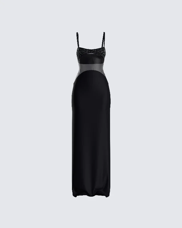 Limited-Time Discount Tahlia Black Rhinestone Maxi Dress
