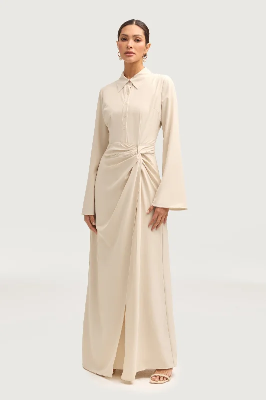 Price Slash Tamara Wrap Maxi Dress - Stone