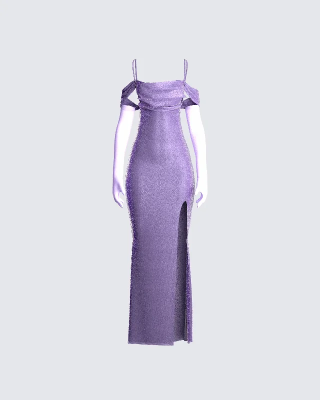 Weekend Special Bargains Tessa Purple Maxi Dress & Gloves