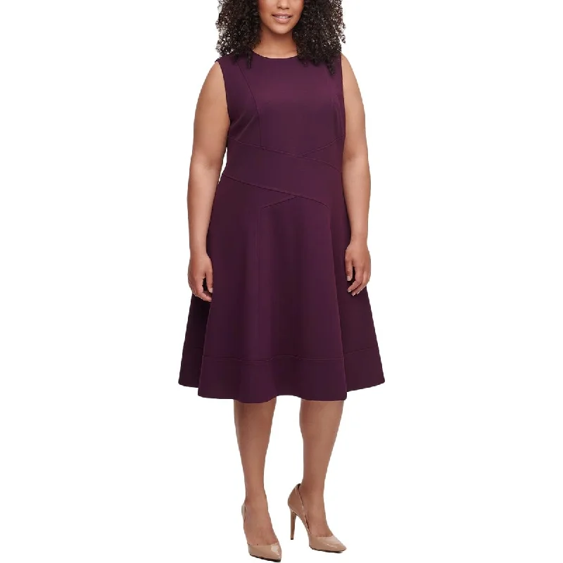 Exclusive Weekly Sale Tommy Hilfiger Womens Plus Seam Detailed Midi Fit & Flare Dress