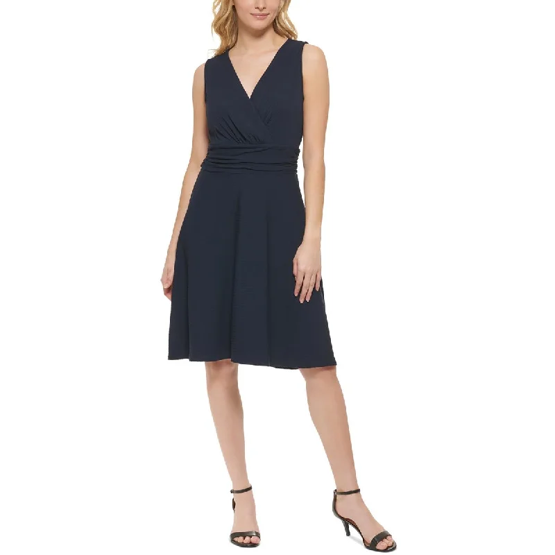Hurry, While Stocks Last Tommy Hilfiger Womens Surplice Knee-Length Midi Dress