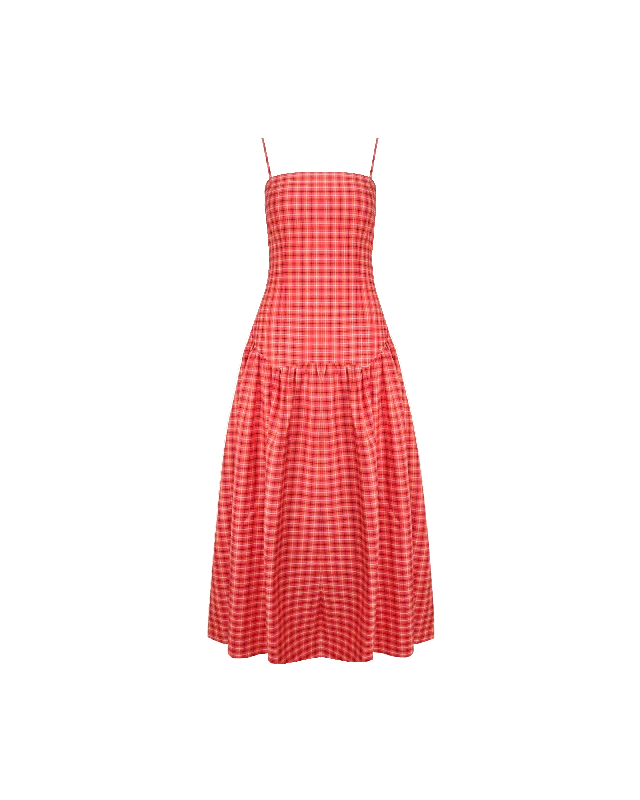 Weekend Discount Rush TRULLI MAXI DRESS RED TARTAN