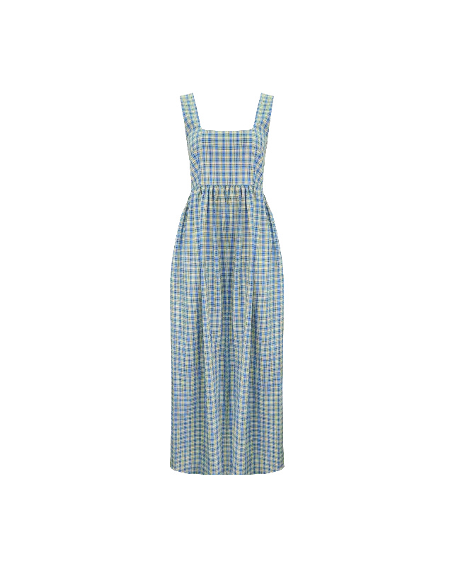Weekend Special Discounts TULIP MAXI DRESS BLUE YELLOW CHECK