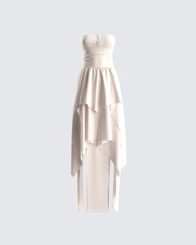 Unbeatable Bargains Violette Ivory Layered Maxi Dress