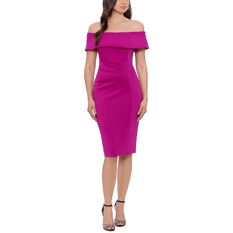 Weekend Savings Bonanza Xscape Womens Off The Shoulder Knee-Length Sheath Dress