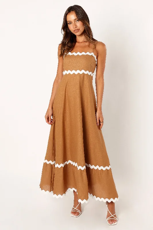 Hurry, Don’t Miss Out Yana Maxi Dress - Tan White