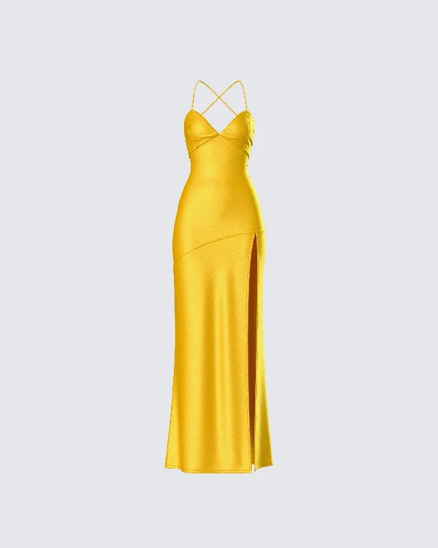 Weekend Flash Offers Zabel Orange Satin Maxi Dress
