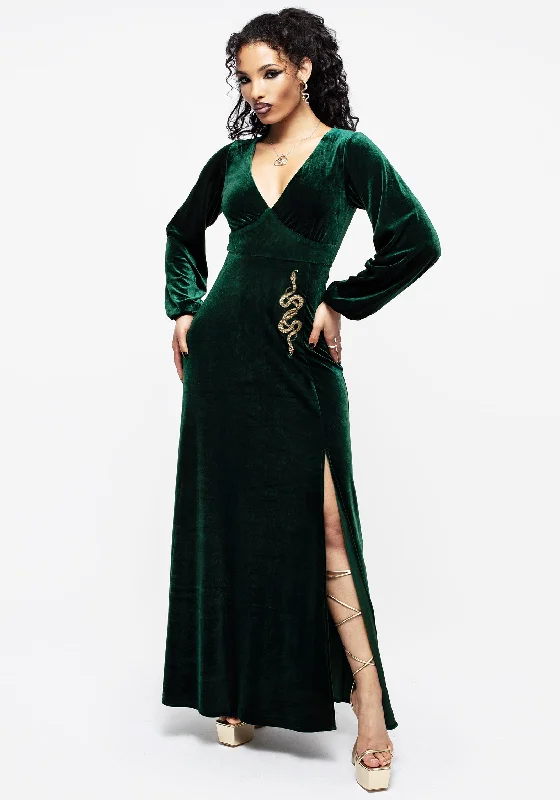 End-of-Season Sale Zarina Long Sleeve Velour Maxi Dress