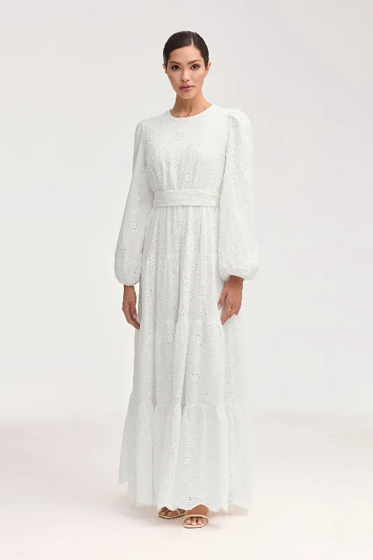 Super Low Prices Zaynab White Eyelet Maxi Dress