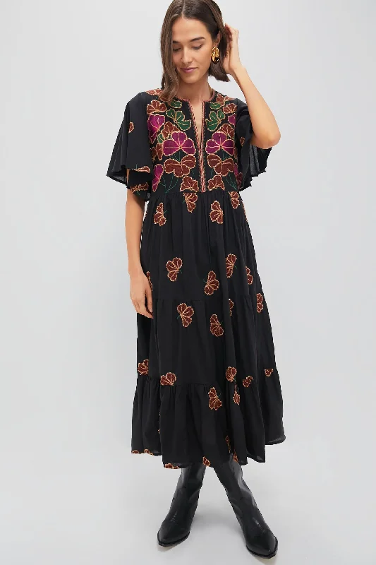 Weekend Offers and Savings Almay Black Flirty V-Neck Midi Dress