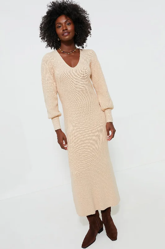 Limited Quantity Almond Knit Anya Midi Dress