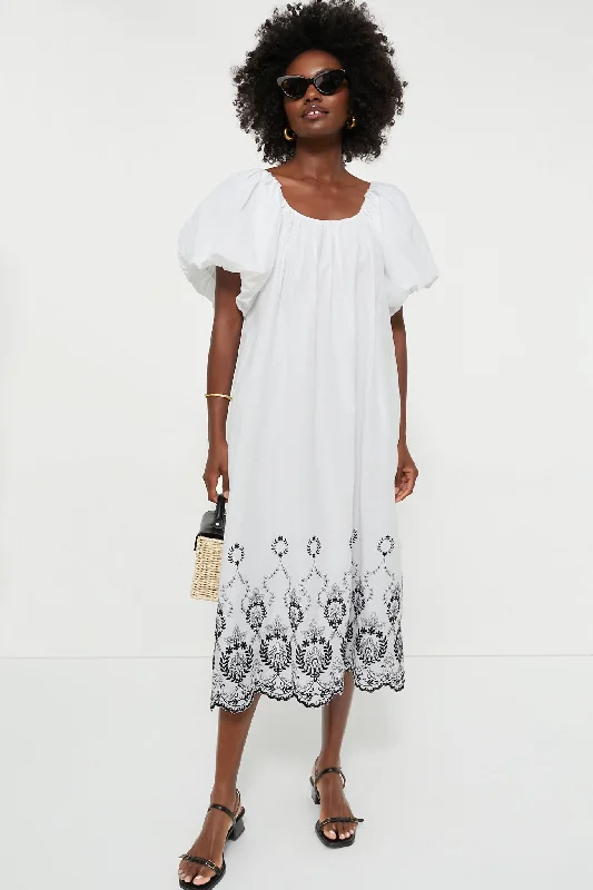 Weekend Bargain Deals Black Embroidery Elin Midi Dress