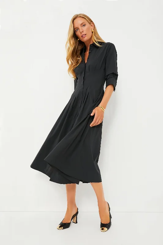Weekend Bargain Time Black Jazz Pintuck Midi Dress