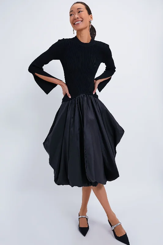 Weekend Deals Black Kenlie Long Sleeve Mock Neck Midi Dress