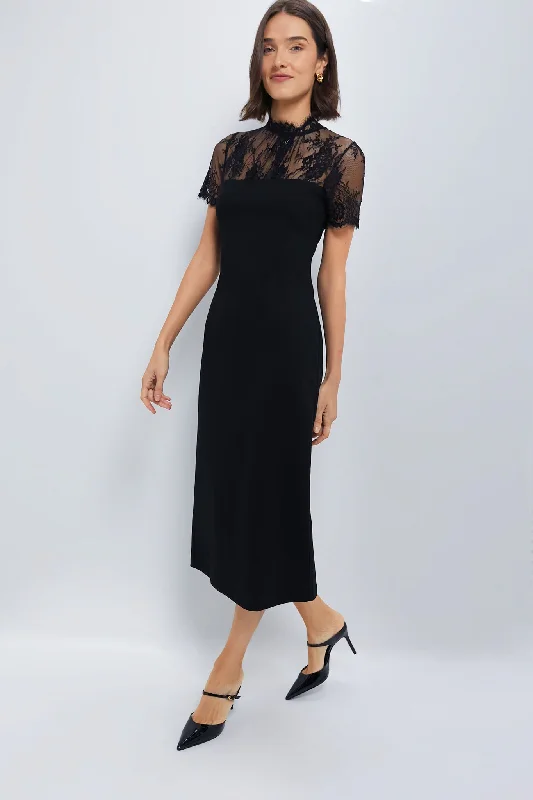 Seasonal Sale Black Lace Agatha Midi Dress