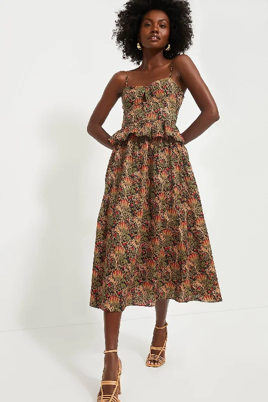 Extra Discount Black Multi Floral Maeve Midi Dress