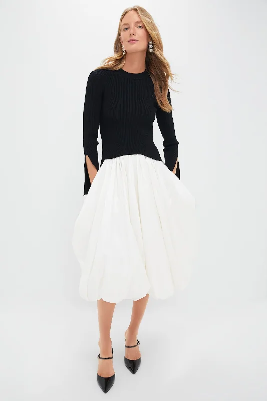 Weekend Best Buys Black Multi Kenlie Long Sleeve Mock Neck Midi Dress